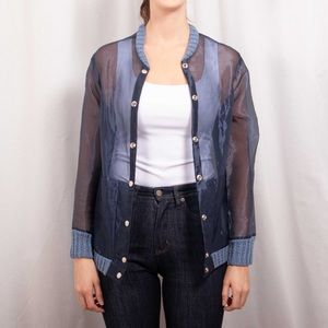 Navy Blue Jacket with Knit details